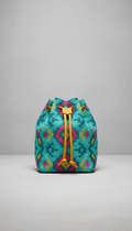 Market aqua patterned bucket bag