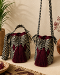 Medium Mono Burgundy Wayuu Crossbody Bag