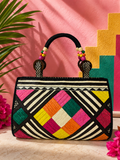 Multicolour Check Handwoven Shoulder Bag