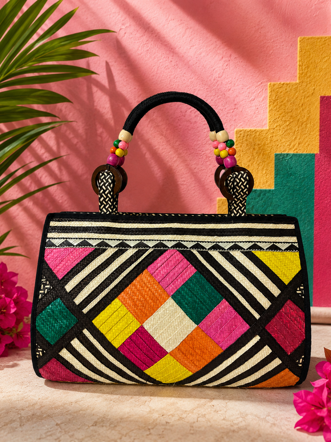 Multicolour Check Handwoven Shoulder Bag