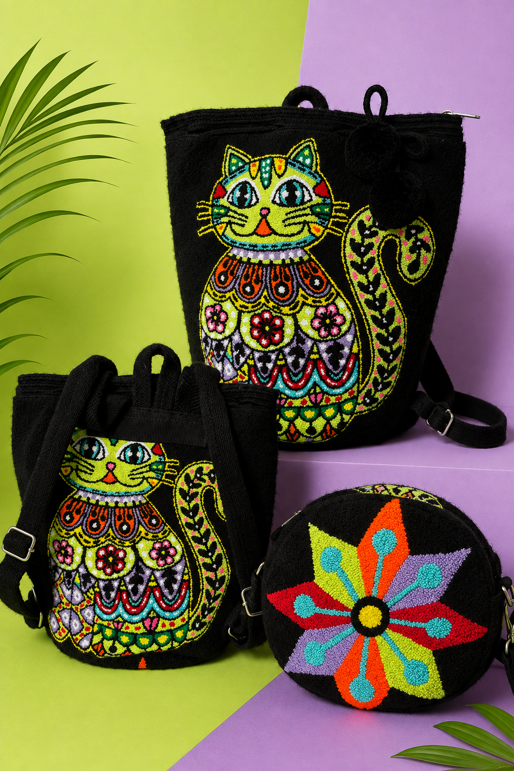 Handcrafted Cat Tapestry Backpack