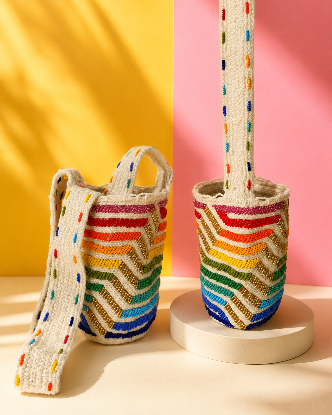 Small Kankuama Rainbow Beaded Crossbody Bag